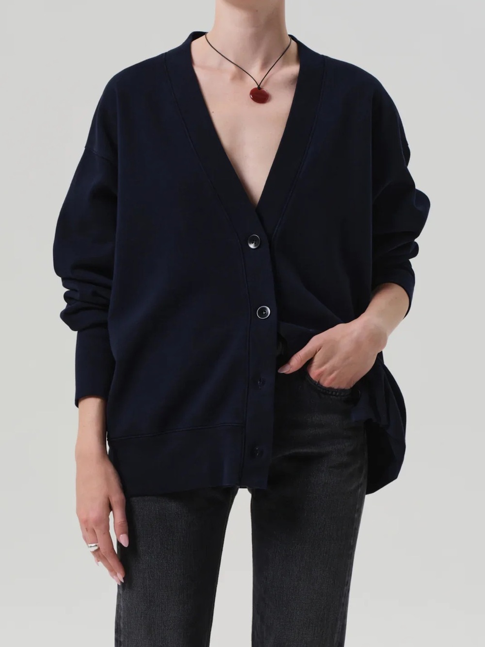Citizens Of Humanity Navy Fleece Cardigan Oversized Button Front Sweater XS